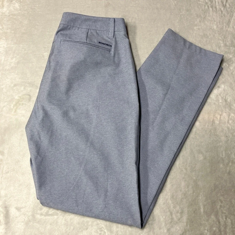 Bonobos Golf Pants Athletic Fit Heathered Blue Performance Trousers Mens 31x32